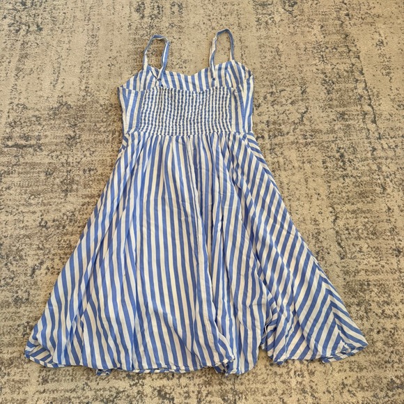 OLD NAVY Womens XS Blue White Striped Cami Fit & Flare Dress Smocked Back Mini - Picture 7 of 7